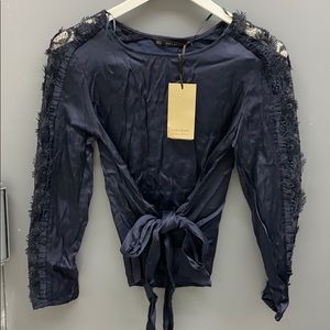 Zara lace shoulder blouse